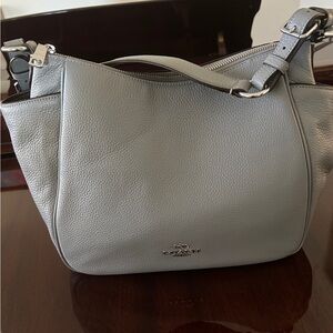 Coach Pebble Leather Gray Shoulder Bag